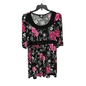 Studio 1940 Black/Pink Floral Empire Waist Dress Women's Size 18/20W Summer